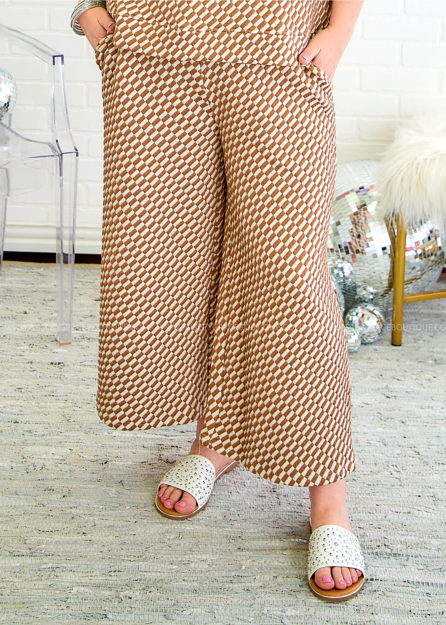 Serendipity Textured Pants - Tan/Cream