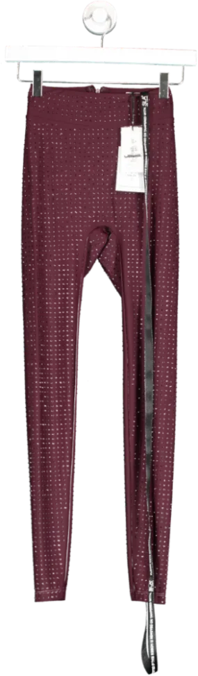 SLA the label Red Nola Dimante Leggings In Plum UK XXXS