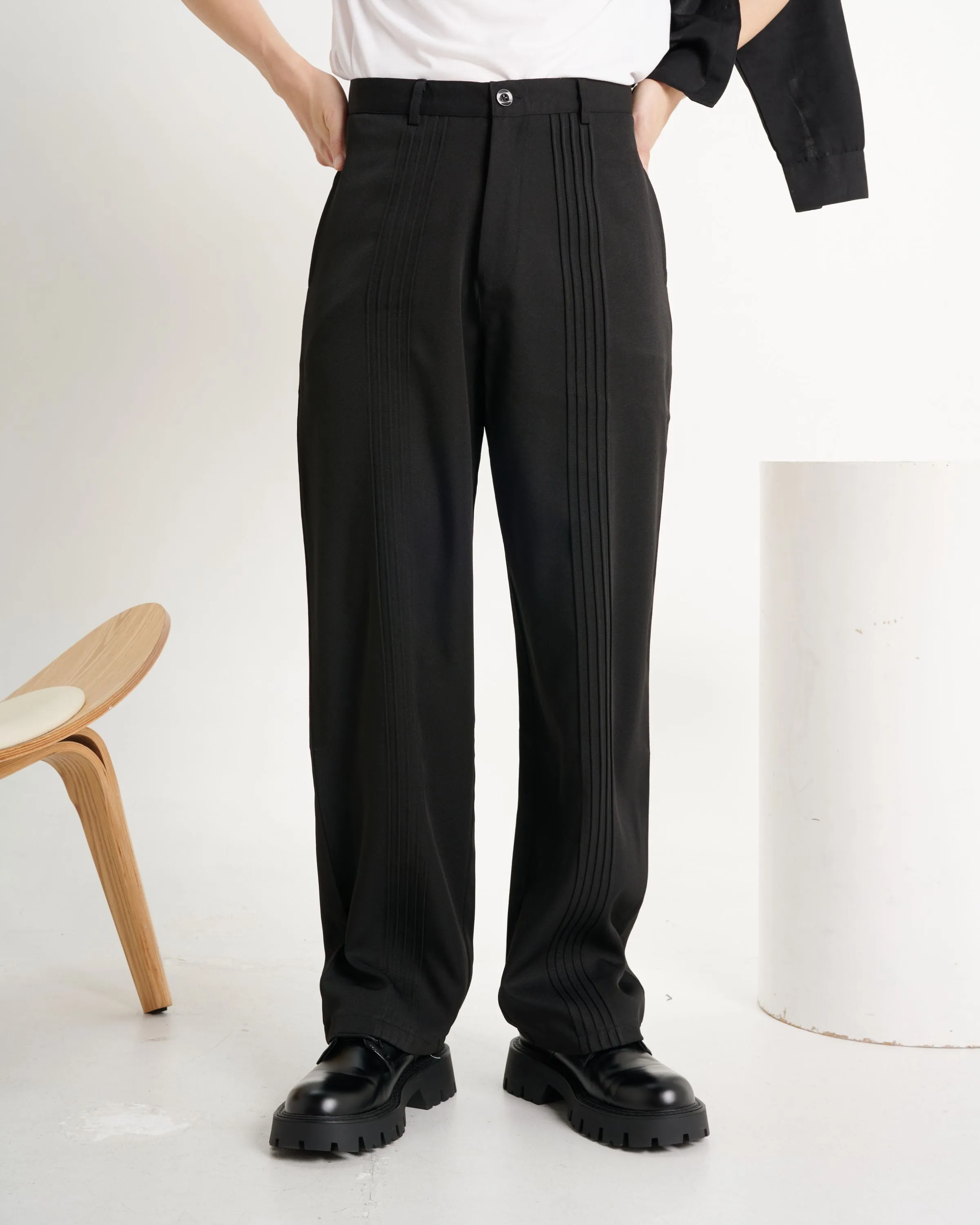 So Neat Pleat detail Korean Baggy Pants