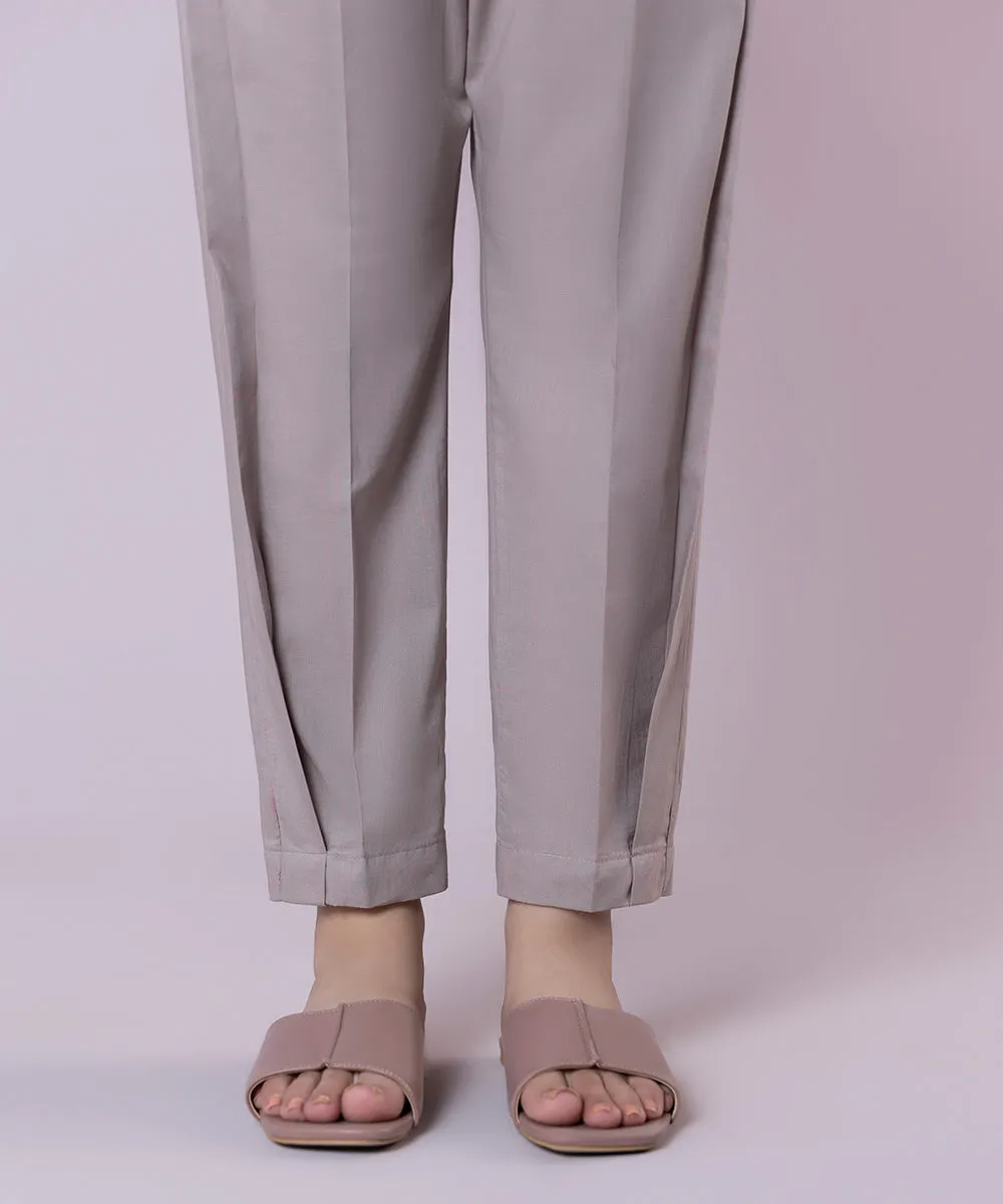 Solid Cotton Cigarette Pants