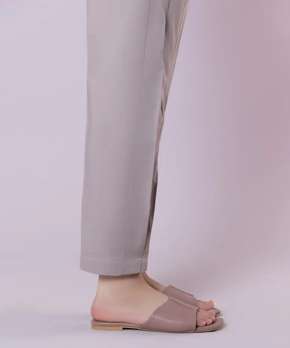 Solid Cotton Cigarette Pants