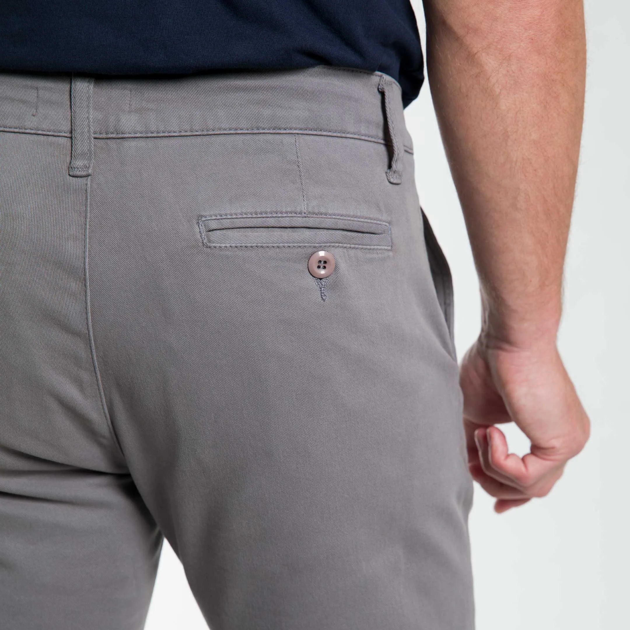 Steel Grey Washed Stretch Chino