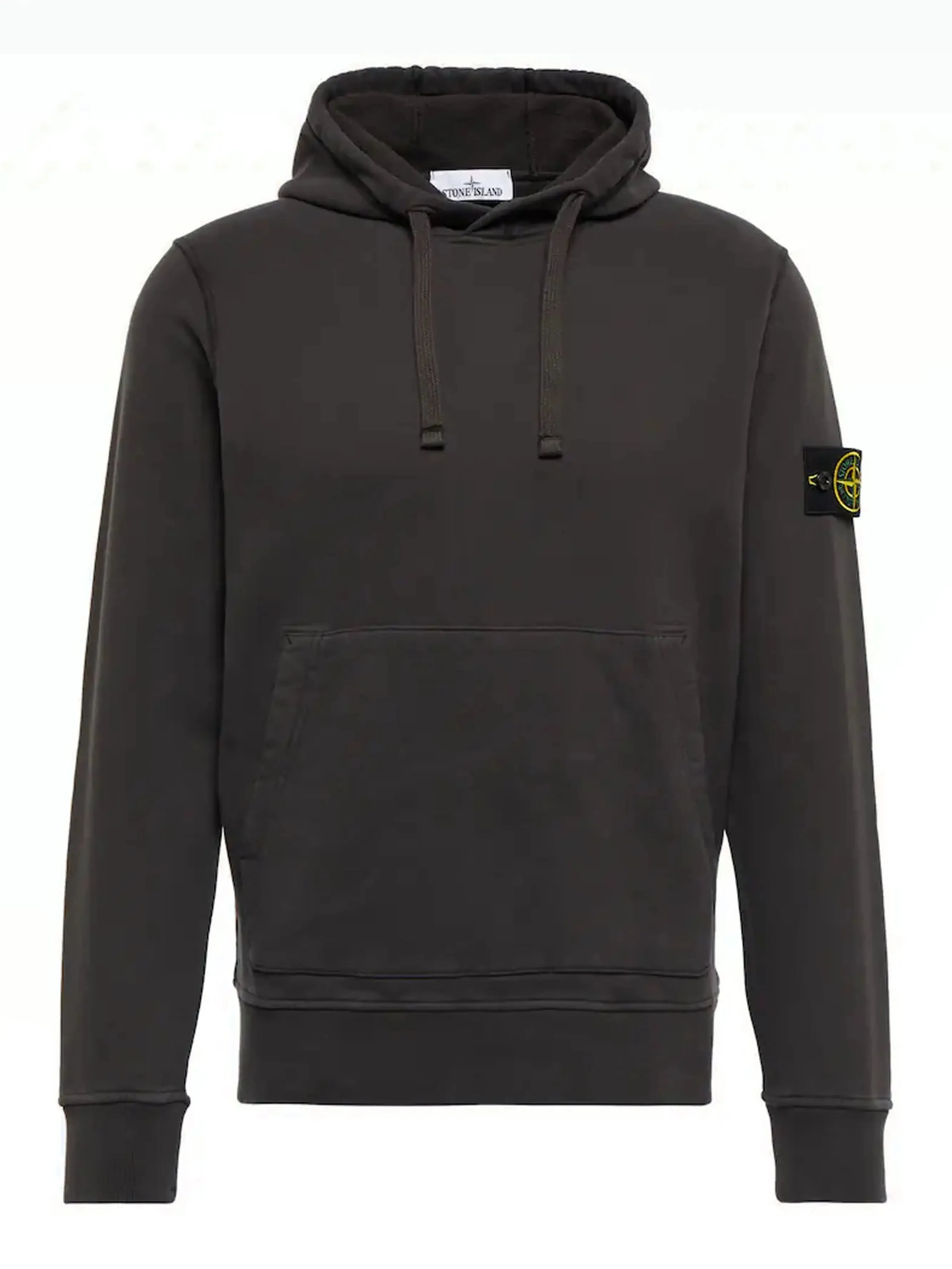 Stone Island Brushed Cotton Pullover Hooded Sweatshirt Washed Black