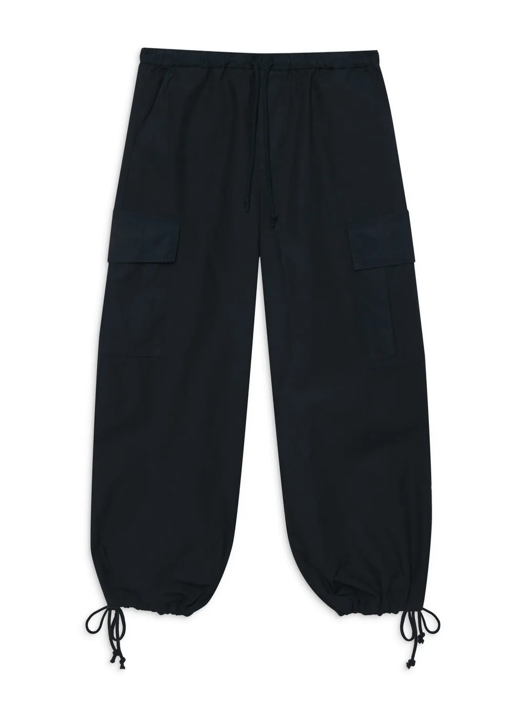 Structured Poplin Drawstring Cargo Pant in New Navy