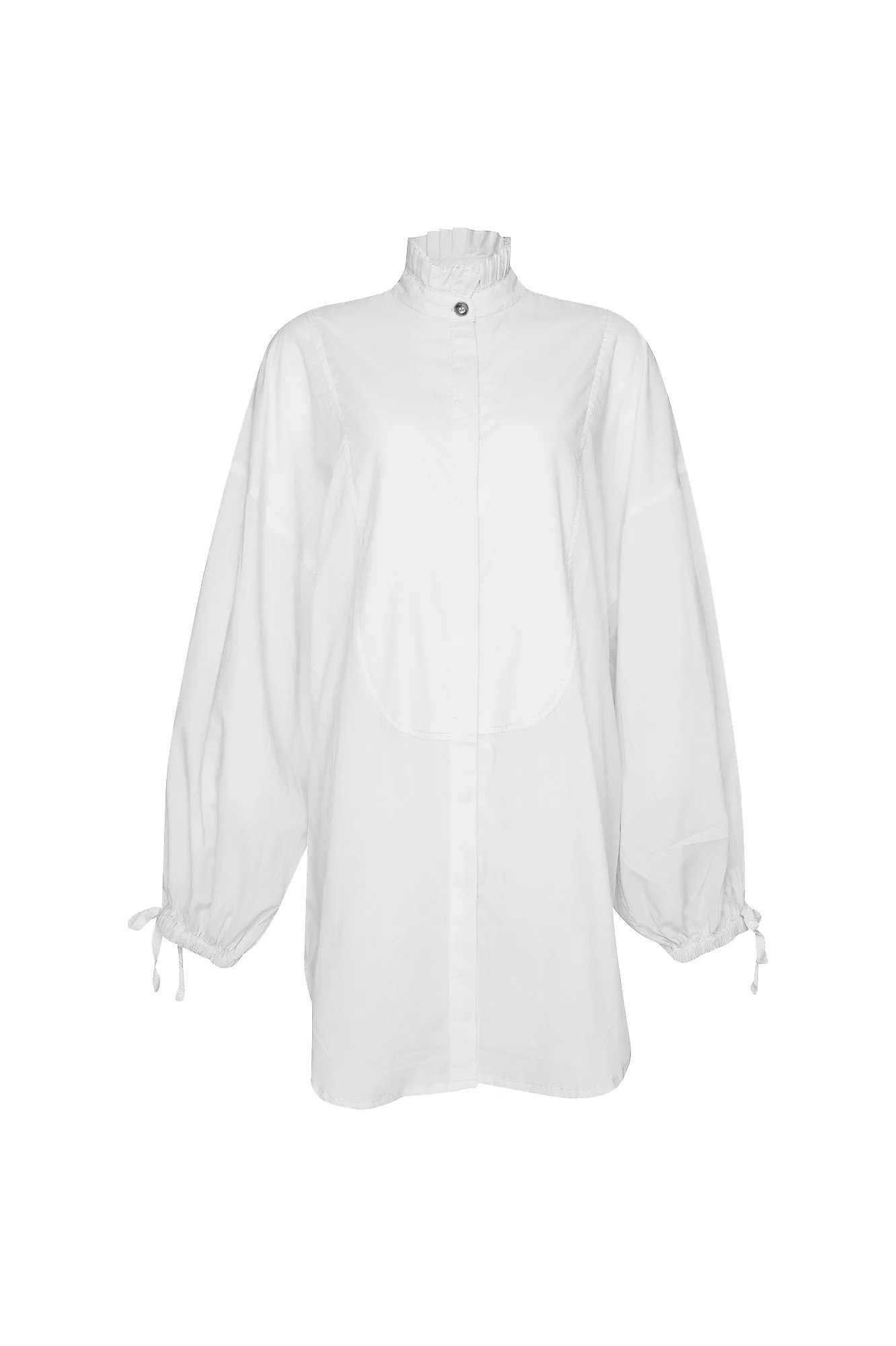 THE TUXEDO SHIRT/DRESS  - GHOST WHITE