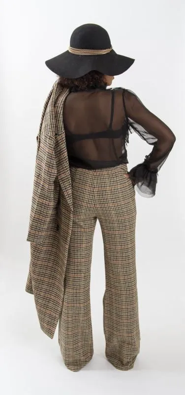 Vintage Plaid Wide Leg Pants