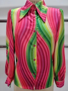 Wavy Colorful Button Up Top