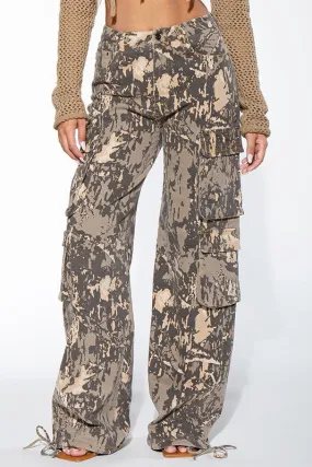 Wood Camo Print Twill Pants