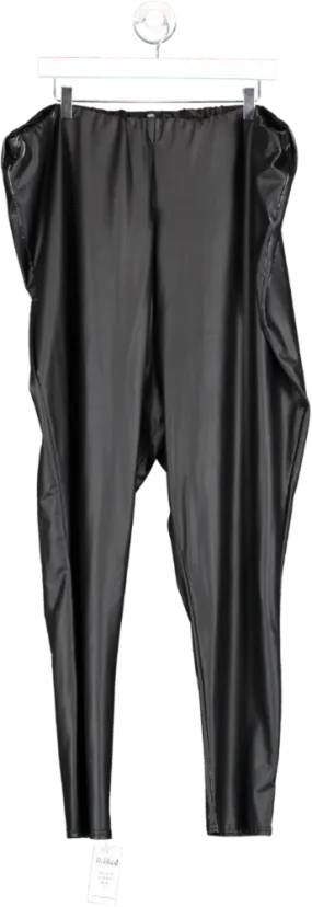 Yours Black Leather Look Leggings UK 30