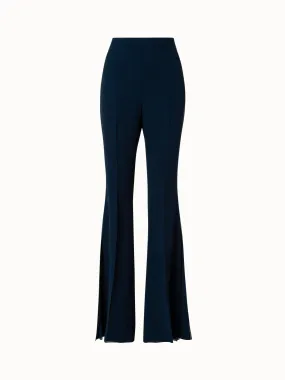 Zweilagige Seiden-Georgette Bootcut Hose mit Schlitzen